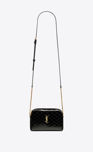 SAINT LAURENT Gaby Zipped Clutch In Quilted Patent Leather