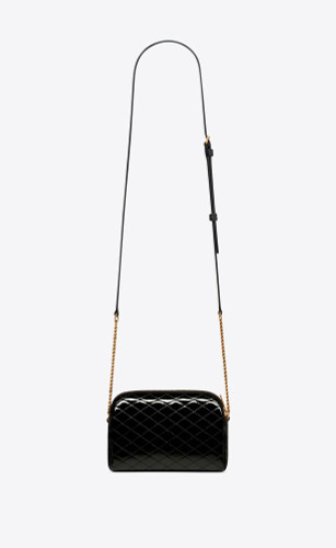 SAINT LAURENT Gaby Zipped Clutch In Quilted Patent Leather