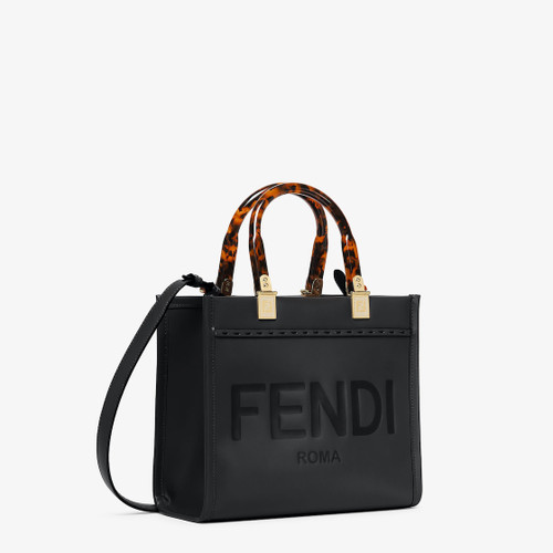 FENDI Sunshine Small Black  Leather shopper