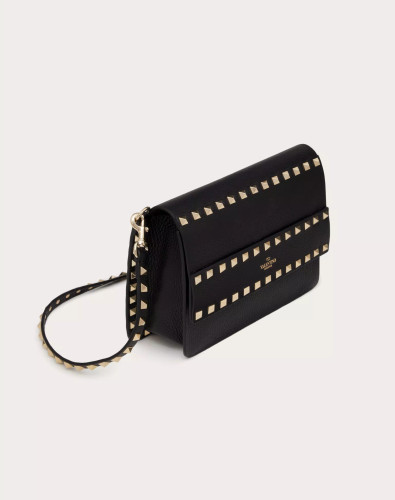 VALENTINO Small Rockstud Crossbody Bag  In Grained Calfskin