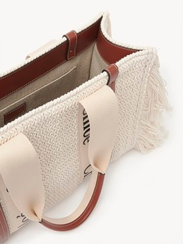 CHLOE Medium Woody Tote Bag In Knitted Recycled Cotton