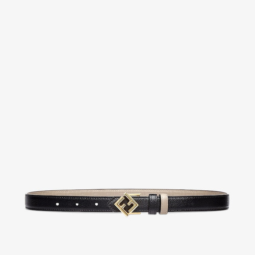 FENDI Diamonds Black and beige leather reversible belt