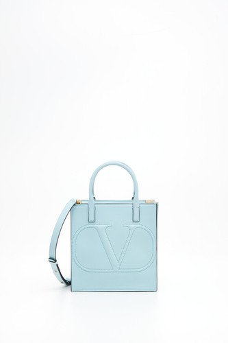 VALENTINO Vlogo  Large Leather Top Handle Bag - Acquamarina