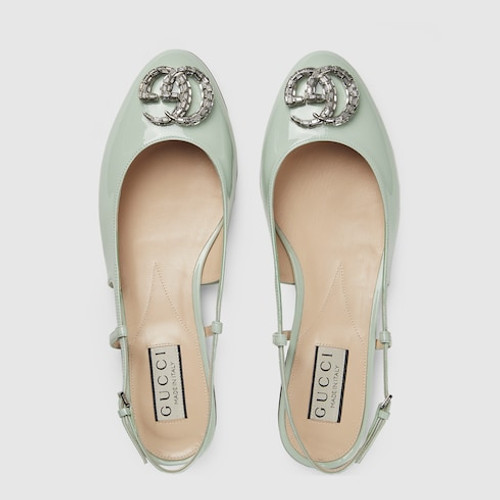 GUCCI Double G Pattern Ballerinas For Women - Pale Green