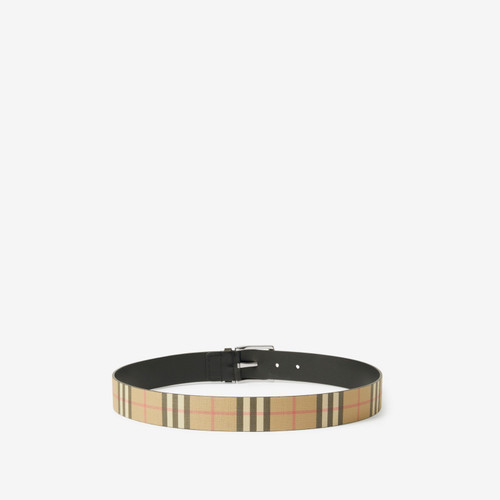 BURBERRY  Check And Leather Belt