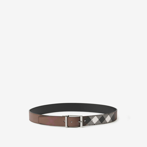 BURBERRY  Check And Leather Reversible Belt