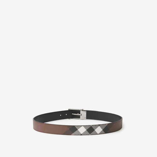 BURBERRY  Check And Leather Reversible Belt