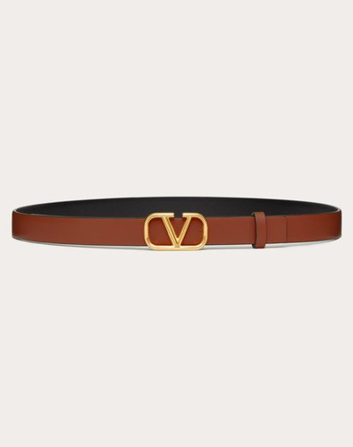 VALENTINO Reversible Vlogo Signature Belt In Shiny Calfskin, Height 20 Mm