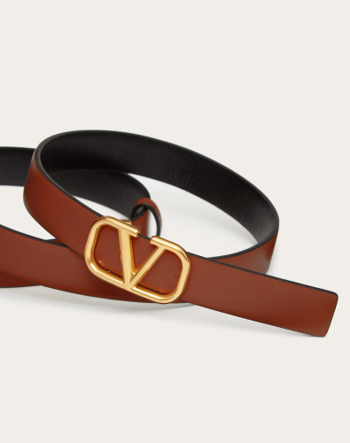 VALENTINO Reversible Vlogo Signature Belt In Shiny Calfskin, Height 20 Mm