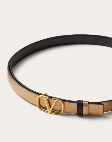 VALENTINO Reversible Vlogo Signature Belt In Shiny And Metallic Calfskin. Height: 20mm