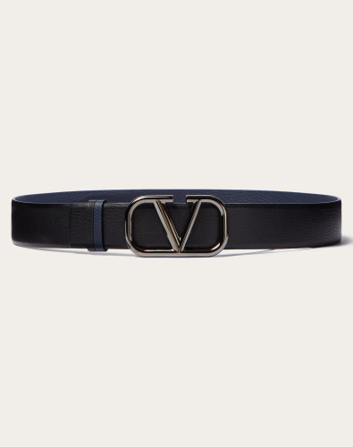 VALENTINO Vlogo Signature Reversible Belt In Grained Calfskin, Height 40 Mm