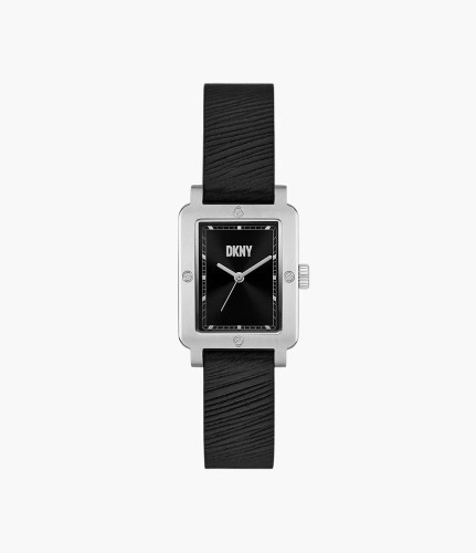 DKNY City Rivet Three-Hand Black Leather Watch Ny6665 Image 1
