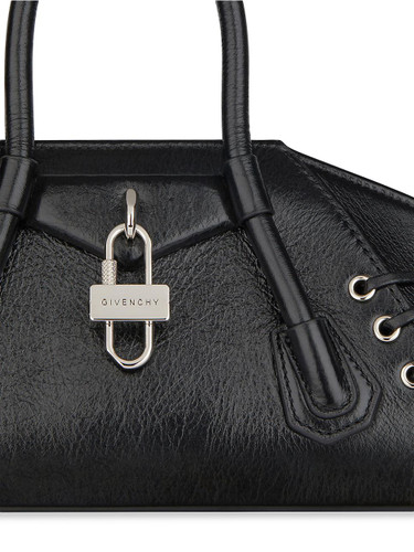 GIVENCHY Mini Antigona Stretch Top Handle Bag In Corset Style Leather BLACK Image 7