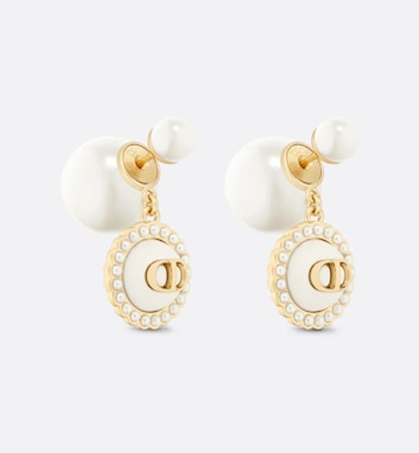 DIOR Tribal Earrings Gold-finish Metal  White