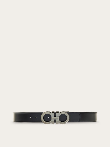 FERRAGAMO Reversible And Adjustable Gancini Belt - Midnight Blue Black