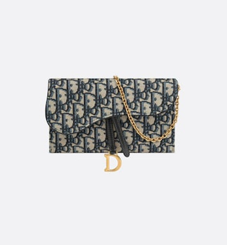 DIOR Saddle Pouch Blue Dior Oblique Jacquard