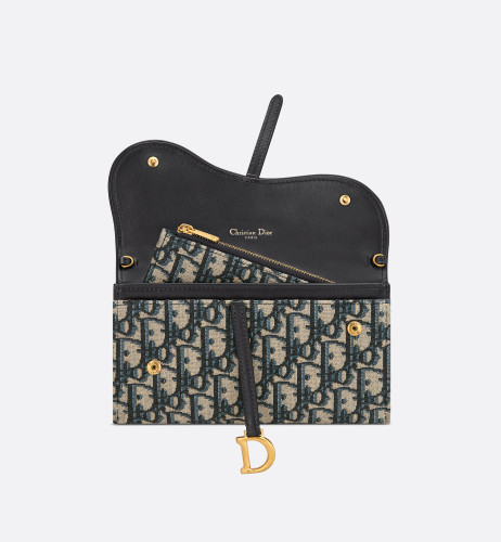 DIOR Saddle Pouch Blue Dior Oblique Jacquard