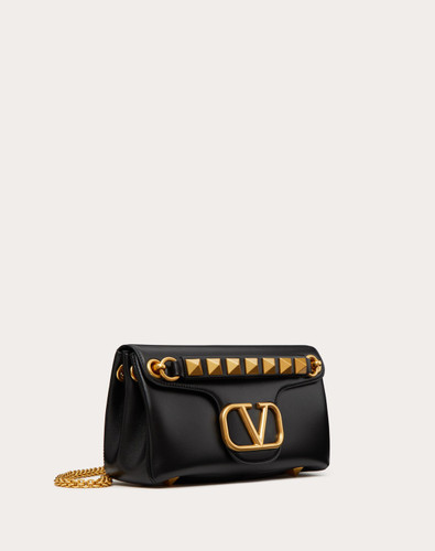 VALENTINO Stud Sign Nappa Shoulder Bag - Black