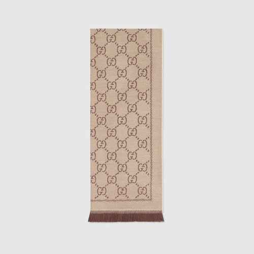GUCCI Knitted Scarf With Gg Jacquard