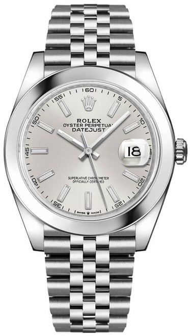 ROLEX Datejust 41 Silver Dial Smooth Bezel Men'S Watch 126300-0004 Image 1