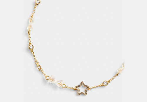 COACH Stars And Bows Choker Necklace GOLD/CLEAR Image 1