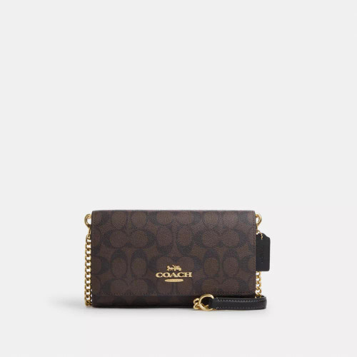 COACH Flap Clutch Crossbody In Signature Canvas