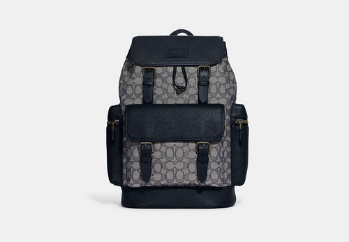 COACH Sprint Backpack In Signature Jacquard BLACK ANTIQUE NICKEL/NAVY/MIDNIGHT Image 1