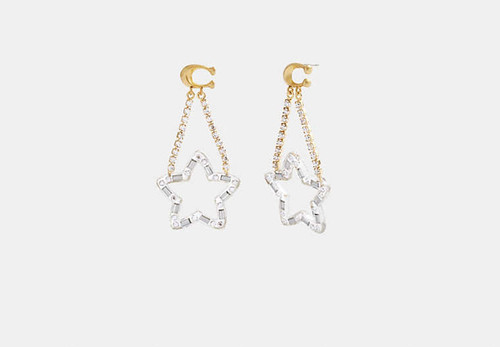 COACH Signature Star Statement Earrings GOLD/CLEAR Image 1