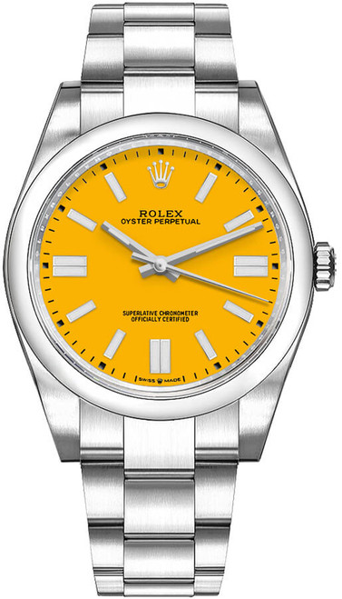 ROLEX Oyster Perpetual 41 Yellow Dial Oystersteel Men'S Watch 124300-0004 Image 1