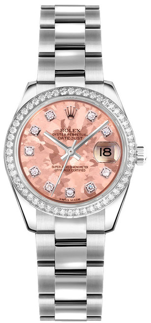 ROLEX Lady-Datejust 26 Diamond Bezel Gold Crystal Pink Women'S Watch 179384 Image 1