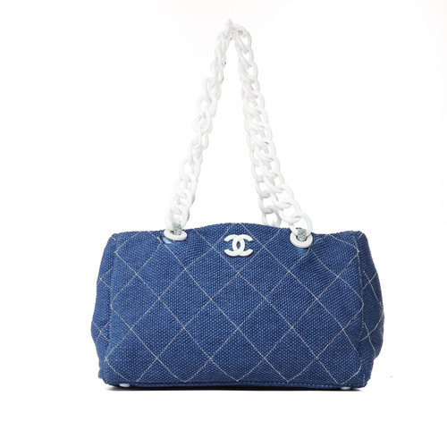 CHANEL Blue Fabric Shoulder Bag (Certified Pre Owned)