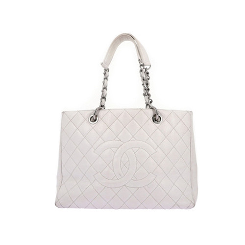 CHANEL GST Shopping Tote Bag White Leather (Certified Pre Owned)