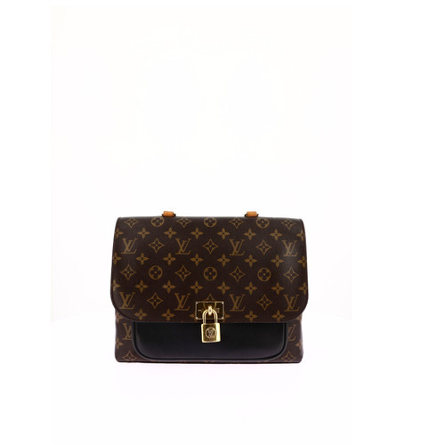 LOUIS VUITTON Marignan shoulder bag Brown Monogram coated canvas and Black leather (PRE-OWNED)