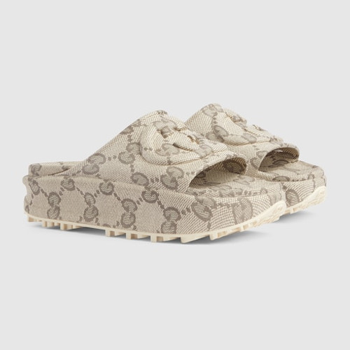 GUCCI Gg Pattern Mules For Women - Beige