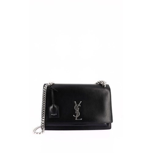 SAINT LAURENT Sunset Large Shoulder Bag Leather Black