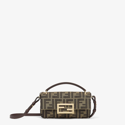 Mon Tresor - Beige canvas mini-bag with Fendi Roma embroidery