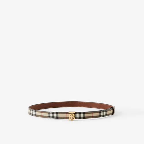 BURBERRY  Check And Leather Reversible TB Belt