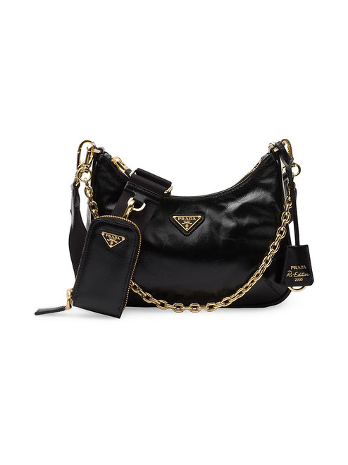 VERSACE Greca Leather Top-Handle Bag - Black Gold