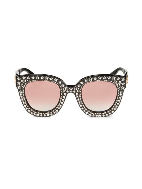 GUCCI 49Mm Embellished Cat Eye Sunglasses BLACK Image 1