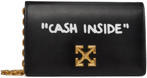 Off-White Jitney Quote Leather Wallet on Chain