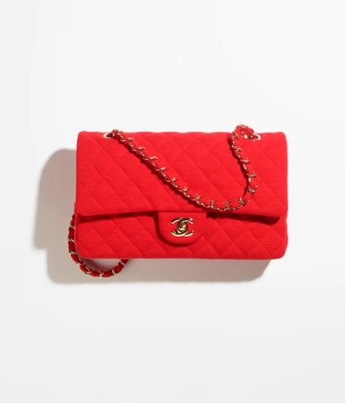 CHANEL Classic Wool jersey & golden metal Red