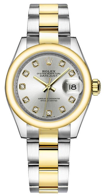 ROLEX Lady-Datejust 28 Silver Diamond Oyster Bracelet Watch 279163 Image 1