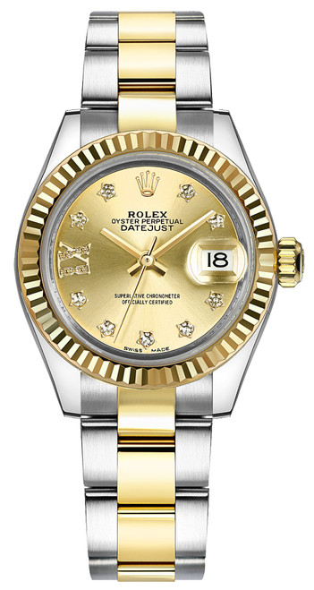 ROLEX Lady-Datejust 28 Champagne Diamond Oyster Women'S Watch 279173-0022 Image 1
