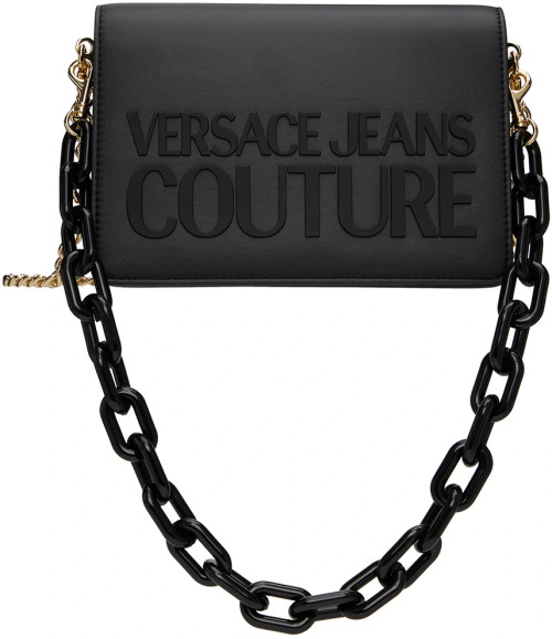 VERSACE JEANS COUTURE Black Institutional Logo Bag
