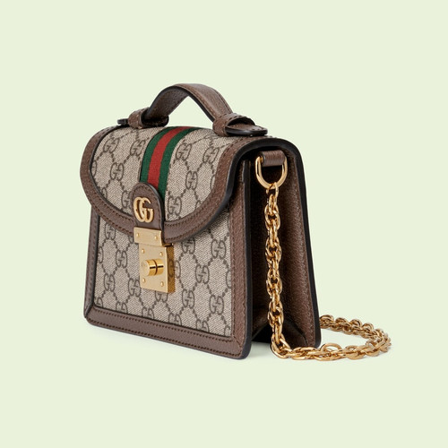 GUCCI Ophidia Mini Shoulder Bag With Gg Motif - Beige