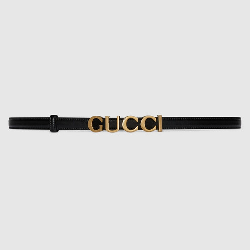 GUCCI Thin Belt With Gucci Buckle - Black