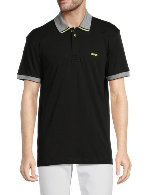 BOSS Paddy Contrast Tipped Polo BLACK Image 1
