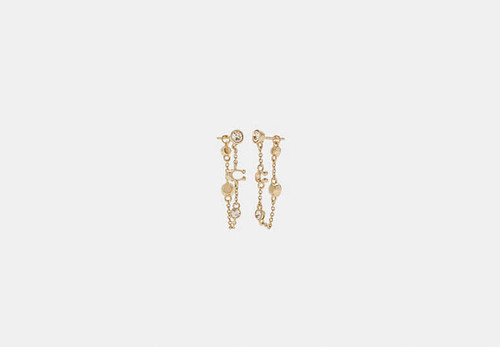 COACH Signature Crystal Chain Earrings GOLD Image 1