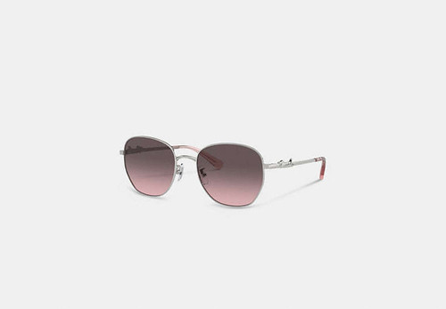 COACH Script Round Sunglasses SILVER/PINK Image 1