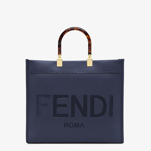 FENDI Sunshine Medium Leather Bag - Dark Blue